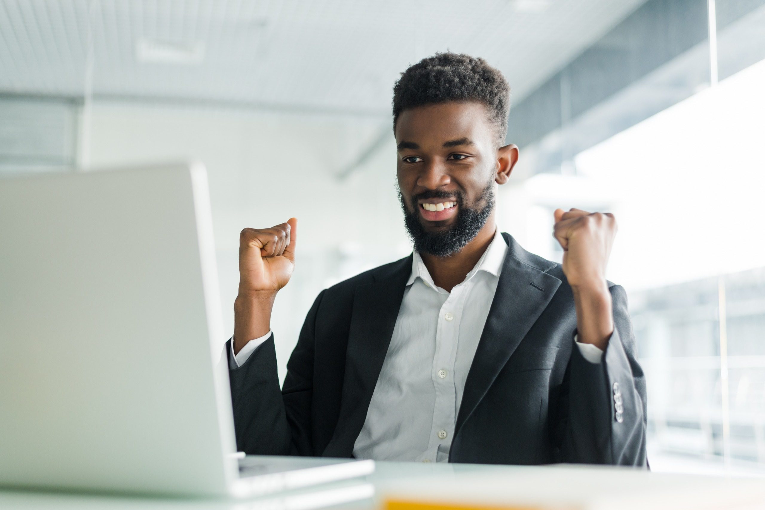 Happy Man investing in stocks